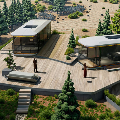 Bom preço Customizavel Fuqian B7 Space Capsule Cozinha Container de estrutura de aço Casas de madeira para hotéis Villas Escritórios com painel de sanduíche on-line